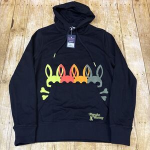Psycho Bunny Hoodie Men Small Black Embroidered NEW NWT